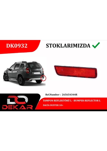 Mtxdpn Tampon Reflektörü L Dacia Duster 10
