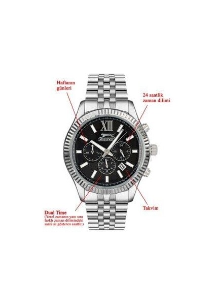 SL.09.1946.2.02 Erkek Kol Saati Siyah Kadranlı Çelik Kasa 3 ATM Suya Dayanıklı