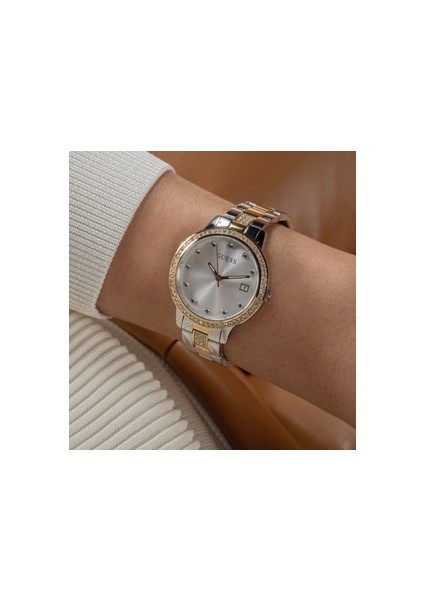 Kadın Kol Saati Metalik Gri Çelik Kasa 34 mm Suya Dayanıklı 3 ATM