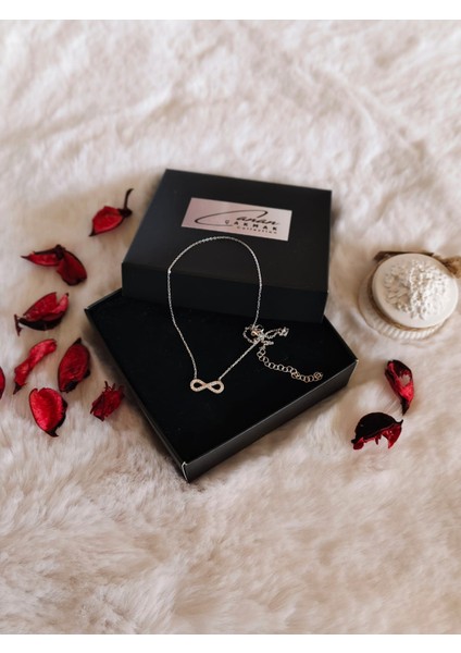 Gümüş Zirkon Taşlı Sonsuzluk Kolye