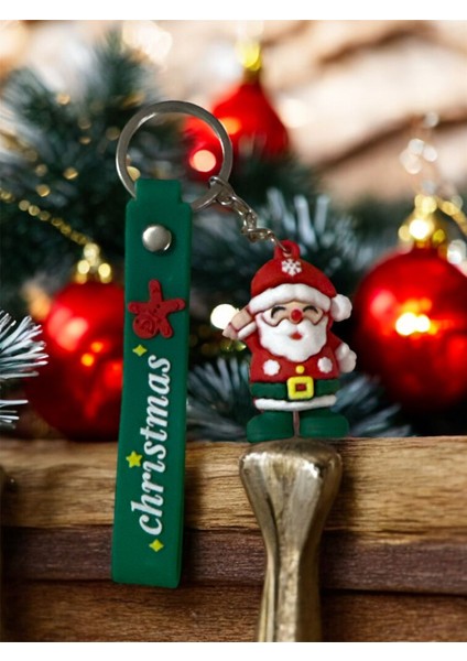 Noel Baba Figürlü Yılbaşı Temalı Anahtarlık – Christmas Hediyelik Silikon anahtarlık