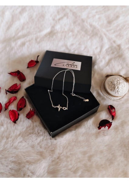 Gümüş Kalp Ritmi Zirkon Taşlı Kolye