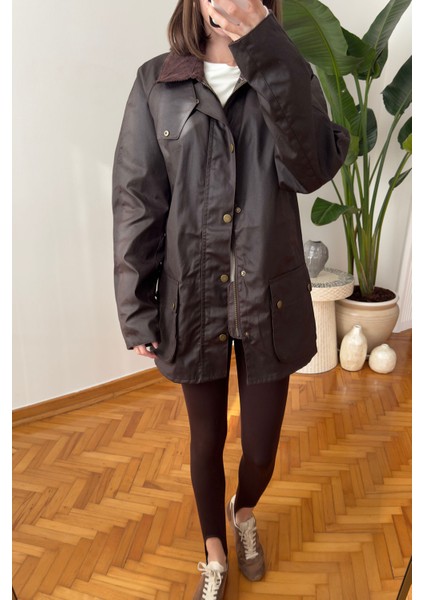 Kadife Yaka Cep Detaylı Orj Ceket- Kahverengi