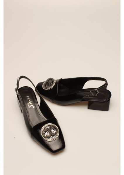 Idil Siyah Kırışık Rugan Taşlı Kadın Topuklu modelleri