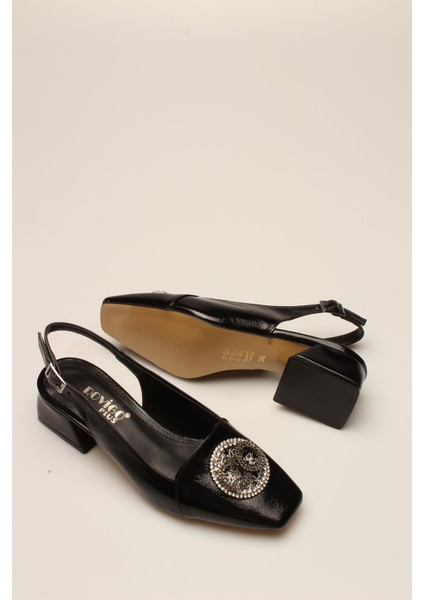 Idil Siyah Kırışık Rugan Taşlı Kadın Topuklu fırsatları