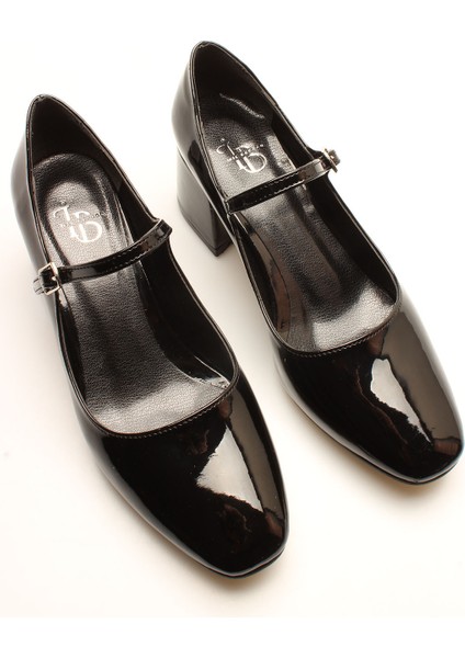 Idil Siyah Rugan Tek Bantlı Kadın Topuklu