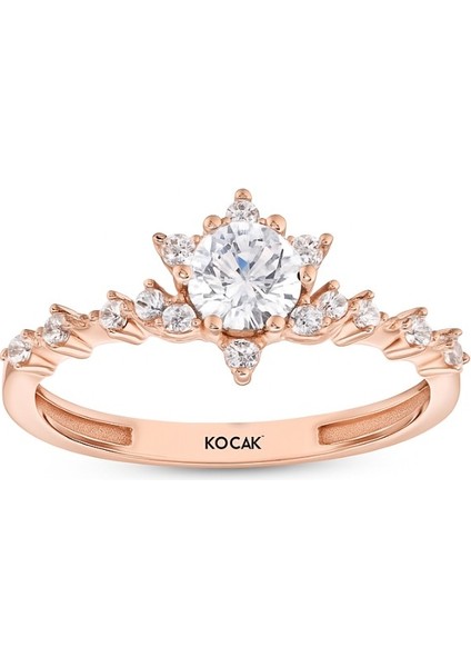 Lotus Taşlı Tektaş Altın Yüzük