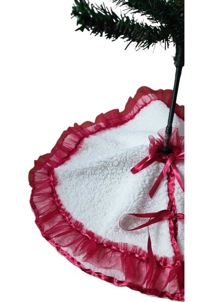 Yılbaşı Çam Ağacı Altı Örtüsü, Çam Ağacı Ayak Halısı Örtüsü, Kırık Beyaz Renk, Peluş, 55 cm fırsatları