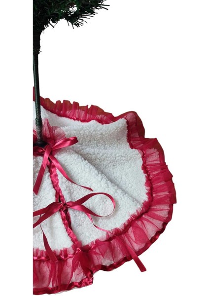 Yılbaşı Çam Ağacı Altı Örtüsü, Çam Ağacı Ayak Halısı Örtüsü, Kırık Beyaz Renk, Peluş, 55 cm indirimleri