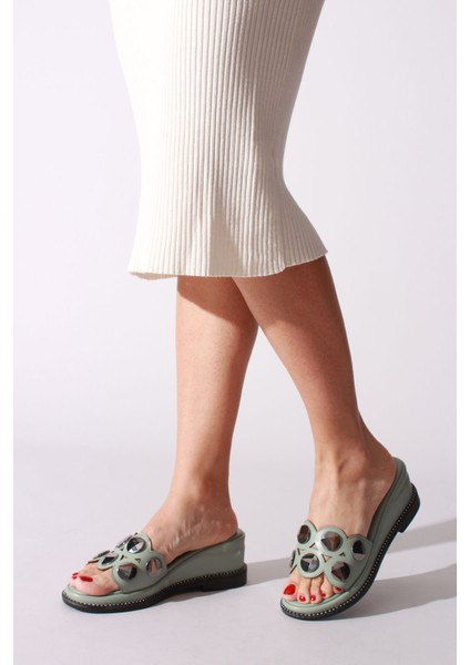 Idil Mint Yeşili Cilt Kadın Terlik