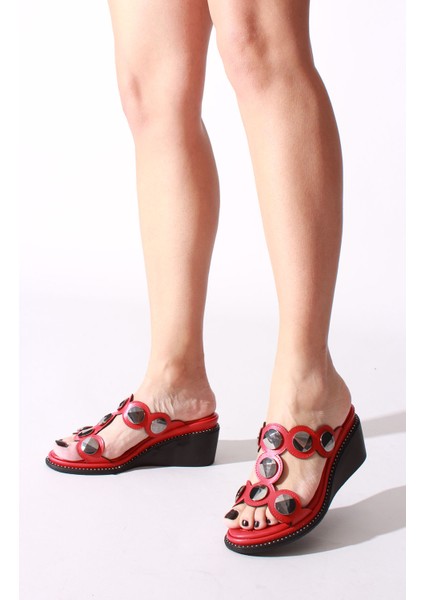 Idil Kırmızı Cilt Kadın Terlik