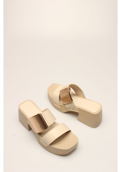 Idil Ekru Cilt Tokalı Kadın Takunya modelleri