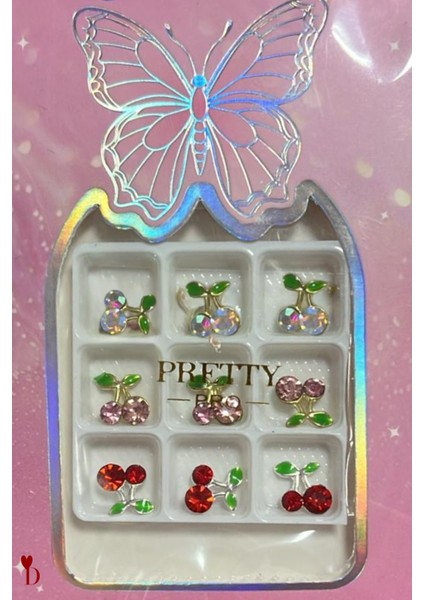 Tırnak Charm Kiraz Metal 9 Adet / Tırnak Süsleme - Tırnak Dizayn fiyatları