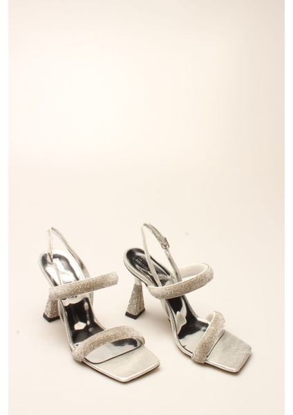 Idil Gümüş Sıvama Taşlı Kadın Topuklu