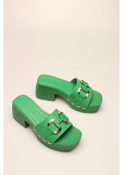 Idil Yeşil Cilt Tokalı Kadın Takunya fiyatları