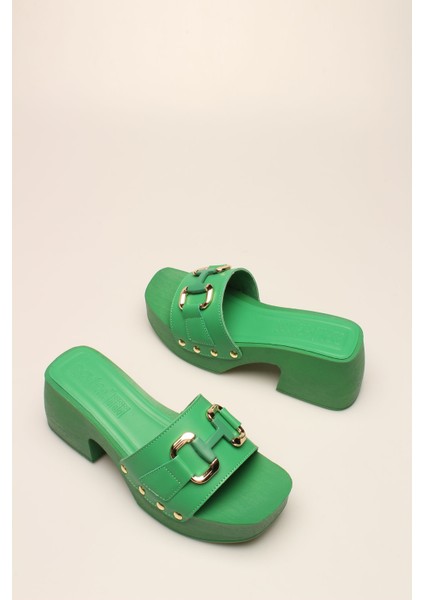 Idil Yeşil Cilt Tokalı Kadın Takunya modelleri