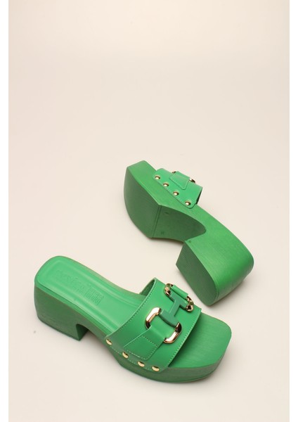 Idil Yeşil Cilt Tokalı Kadın Takunya fırsatları