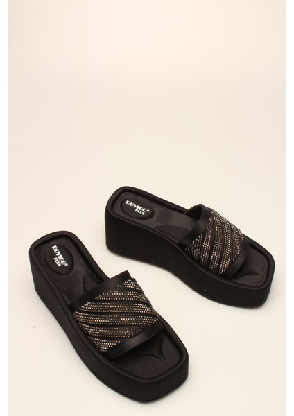 Idil Siyah Saten Taşlı Kadın Terlik fiyatları