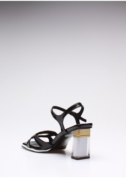 Idil Siyah Beyaz Rugan Kadın Topuklu fırsatları