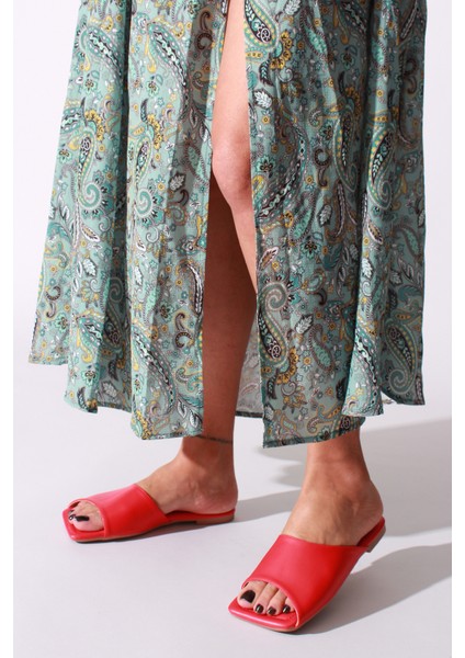 Idil Kırmızı Cilt Kadın Terlik