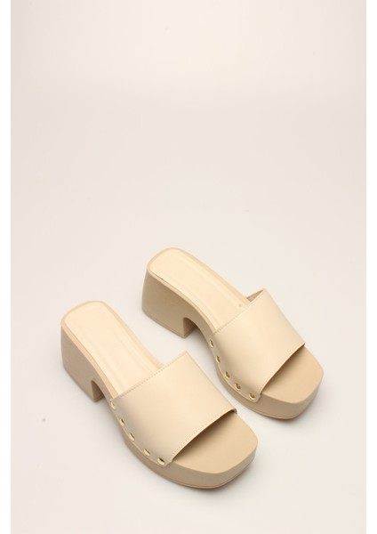 Idil Ekru Cilt Kadın Takunya