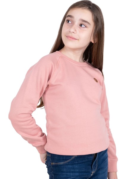 Organik Pembe Kışlık Kız Çocuk Sweatshirt