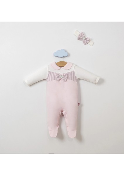 Sim Kalpli Bandanalı Fiyonklu Bebe Kız Tulum