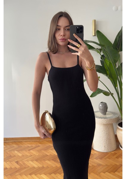 Elbiseli Fitilli Hırka Takım- Siyah