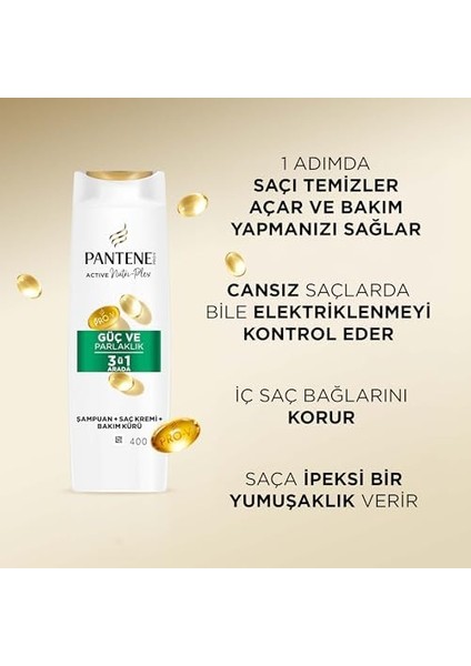 Pantene Güç ve Parlaklık 3'ü 1 Arada Şampuan 400 ml modelleri