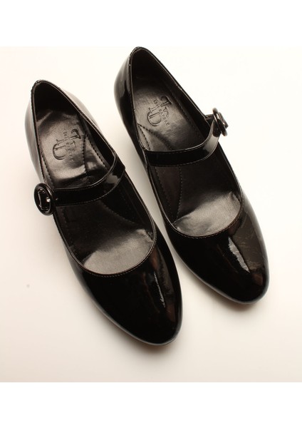 Idil Siyah Rugan Kadın Dolgu Topuklu