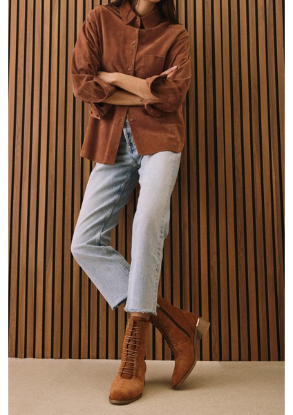 , Kadın Hakiki Deri Bot 1531050Z26103551K2 Taba