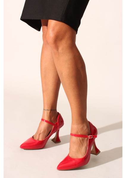 Idil Kırmızı Kırışık Rugan Kadın Topuklu