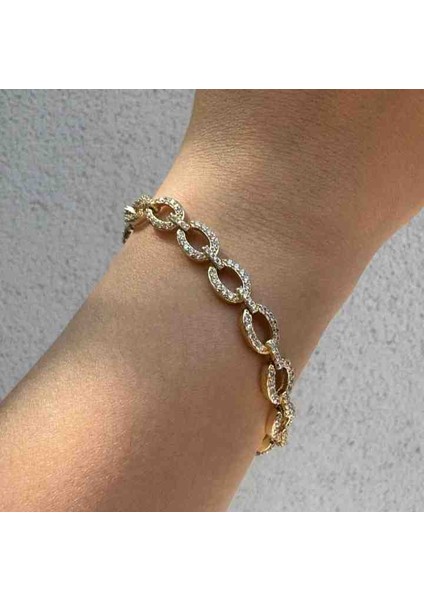 14K Kuyumcu Model Zirkon Taşlı Xp Vip Bileklik