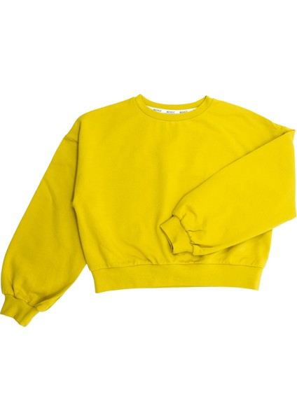 Organik Crop Kesim Sarı Kışlık Kız Çocuk Sweatshirt fiyatları