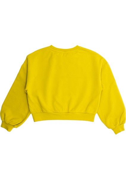Organik Crop Kesim Sarı Kışlık Kız Çocuk Sweatshirt fırsatları