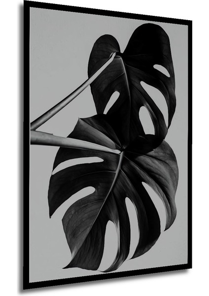 Dekoratif Ahşap Dikdörtgen Tablo Monstera Yaprakları Çerçeve Görünümlü modelleri