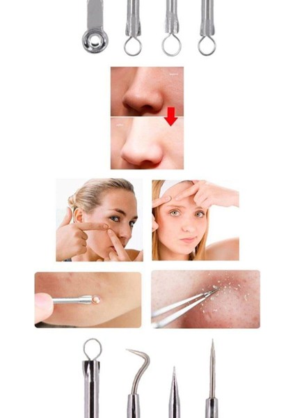 4 Lü Kutulu Paslanmaz Komedon Akne - Siyah Nokta Temizleyici Set modelleri