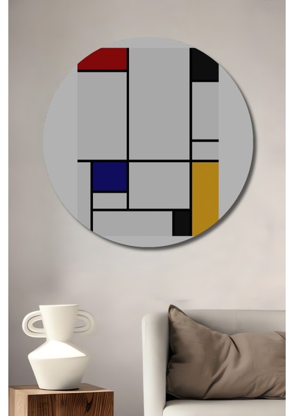 Dekoratif Ahşap Yuvarlak Tablo Modern Geometri Sanatı