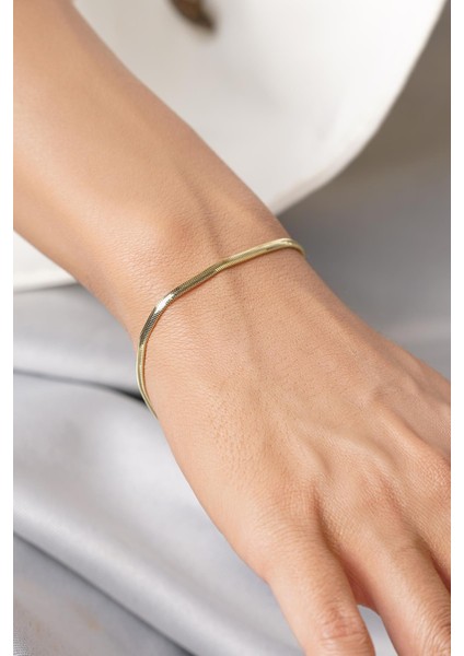 14 Ayar Altın İtalyan Balıksırtı Bileklik