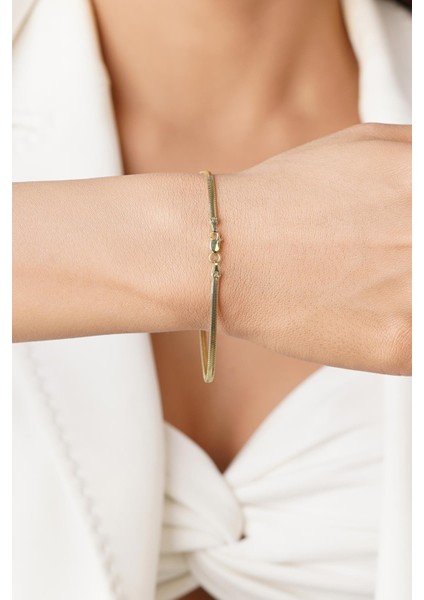 14 Ayar Altın İtalyan Balıksırtı Bileklik