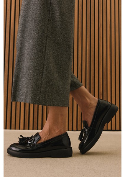 , Kadın Hakiki Deri Ayakkabı 1531050Z26102309K2 Siyah