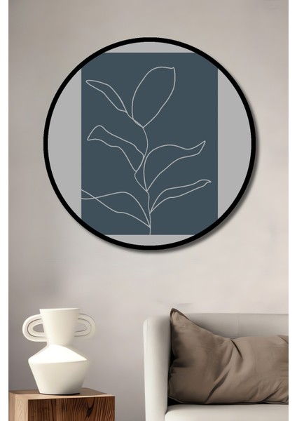 Dekoratif Ahşap Yuvarlak Çerçeve Görünümlü Tablo Minimalist Doğaçlama