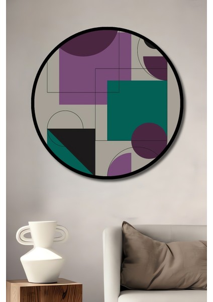 Dekoratif Ahşap Yuvarlak Çerçeve Görünümlü Tablo Bauhaus Geometri 1919