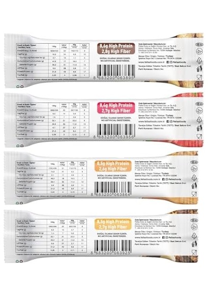 Fellas Vegan Protein Bar, 40GR Karışık Kutu, 12 Adet (4 Çeşit) modelleri