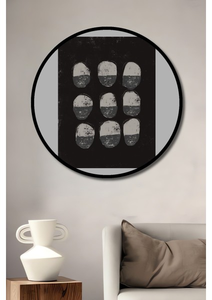 Dekoratif Ahşap Yuvarlak Çerçeve Görünümlü Tablo Dokuz Form