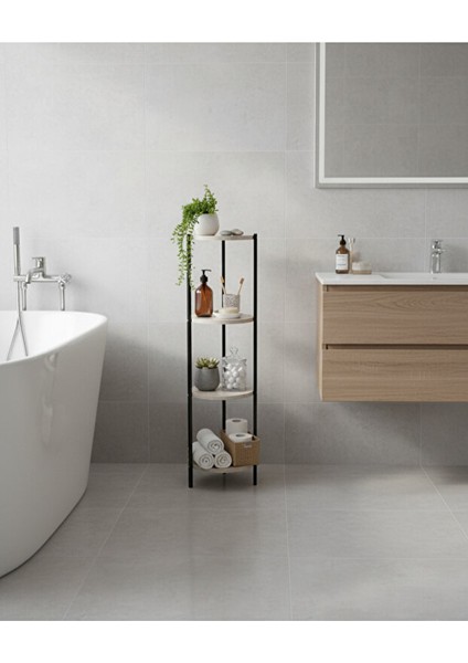 Dekoratif 4 Katlı Raflık, Çiçeklik, Köşe Rafi, Sehpa Çok Amaçlı Raf -Siyah Traverten- modelleri