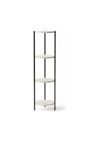 Dekoratif 4 Katlı Raflık, Çiçeklik, Köşe Rafi, Sehpa Çok Amaçlı Raf -Siyah Traverten- indirimleri