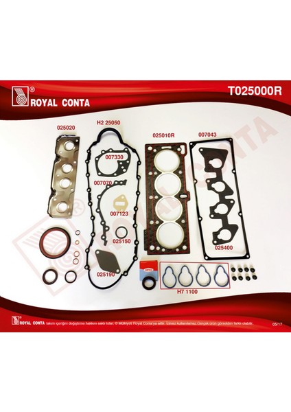 Mtxdpn Motor Takim Conta Keçeli-Lastikli R19 1.6 Ie-Clio-Mgn K7J-K7M