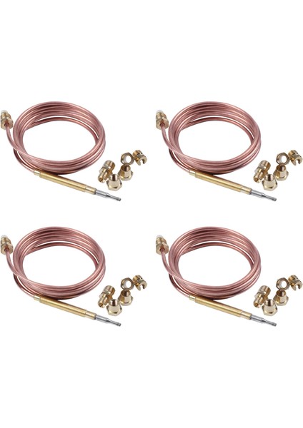 4x 1500MM Gaz Sobası Evrensel Termokupl Kiti M6X0 75 Taşma Somunlu (Beş) Yedek Termokupl (Yurt Dışından)