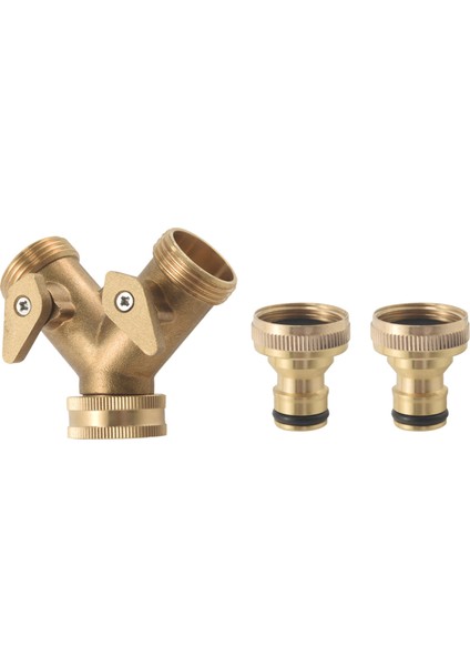 3/4 Inç 2 Yollu Hortum Ayırıcı Pirinç Y Valf Bahçe Musluk Konektörü 2 X3/4 Inç Pirinç Su Musluk Dış Musluk Kiti (Yurt Dışından)